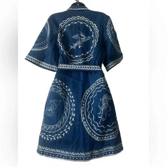 Alemais Oceane Blue and White Mini Dress - Picture 9 of 11